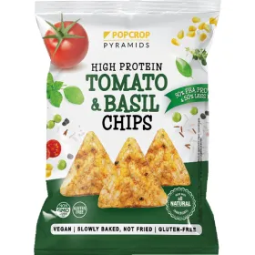 Chips Πρωτεΐνης με Τομάτα και Βασιλικό 60gr Popcrop