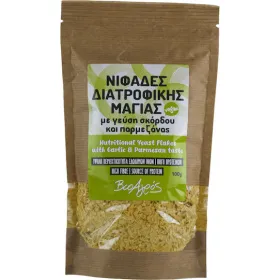 Νιφάδες Διατροφικής Μαγιάς Γεύση Σκόρδου και Παρμεζάνας 100g Βιοαγρός