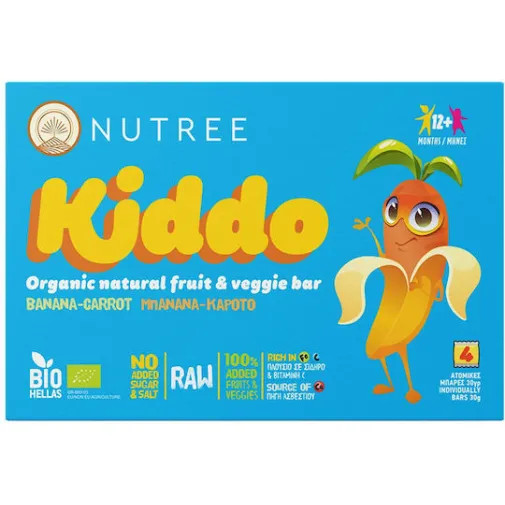Nutree Veggie Bar Μπανάνα και Καρότο Χωρίς Ζάχαρη 120gr για 12+ μηνών 4τμχ