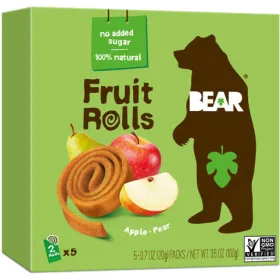 Bear Fruit Rolls Μήλο-Αχλάδι Χωρίς Ζάχαρη 5x20g