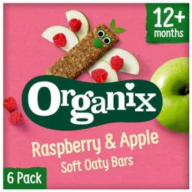 Organix Μπάρες Βρώμης με Γεύση Σμέουρο-Μήλο 6x23γρ 12+ μηνών