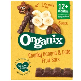Organix Βιολογικές Μπάρες Φρούτων Μπανάνα και Χουρμάς +12m 6x17γρ