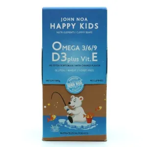 John Noa Happy Kids Omega 3/6/9 D3 Plus Παιδικό Συμπλήρωμα Διατροφής 90 ζελεδάκια Πορτοκάλι
