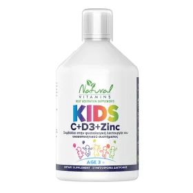 Natural Vitamins Kids C + D3 + Zinc για 3+ ετών με Γεύση Πορτοκάλι 500ml