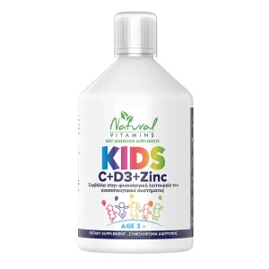 Natural Vitamins Kids C + D3 + Zinc για 3+ ετών με Γεύση Πορτοκάλι 500ml