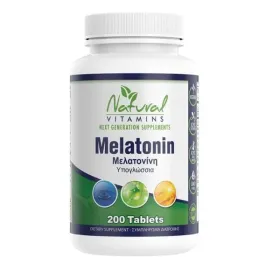 Natural Vitamins Melatonin 1 mg 200 Yπογλώσσια δισκία