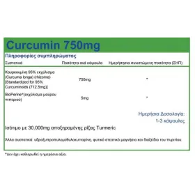 Natural Vitamins Curcumin 750mg with Bioperine 60 Κάψουλες