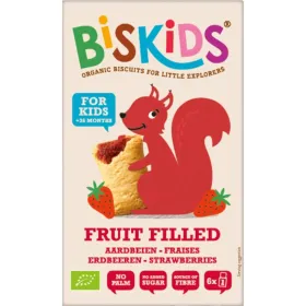  Biskids  Παιδικά Μπισκότα με Γέμιση Φράουλας Χωρίς Ζάχαρη 120g για 36+ μηνών