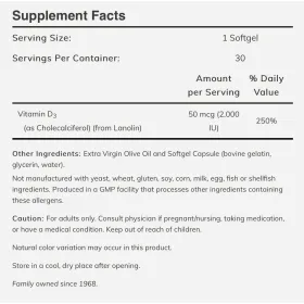 Now Vitamin D3 2000 IU 120 softgels