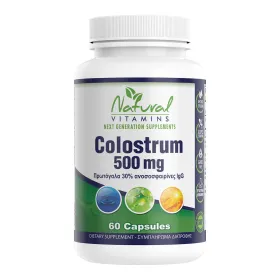 Natural Vitamins Colostrum 500mg 30% Ανοσοσφαιρίνες IgG 60 Κάψουλες
