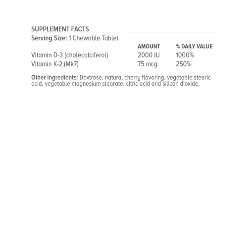Natural Vitamins D3 2000iu - K2 75mg - MK7 με Γεύση Κεράσι 50 Μασώμενες Ταμπλέτες