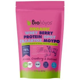 Βιολόγος Organic Whey Berry Protein 78%  Χωρίς Γλουτένη 500gr