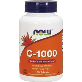 NOW Vitamin C 1000mg με Rose Hips & Bioflavonoids 100 Ταμπλέτες 
