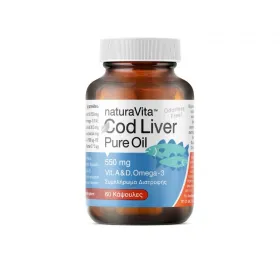 Συμπλήρωμα Διατροφής  Μουρουνέλαιο 550mg 60caps για την Ενίσχυση του Ανοσοποιητικού Cod Liver Oil Natura Vita