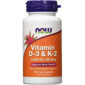 Now Foods Vitamin D-3 και K-2 Συμπλήρωμα Διατροφής Για Την Ενίσχυση Του Ανοσοποιητικού και Των Οστών 120 Κάψουλες
