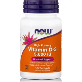 Vitamin D3 5000iu 120 μαλακές κάψουλες Now