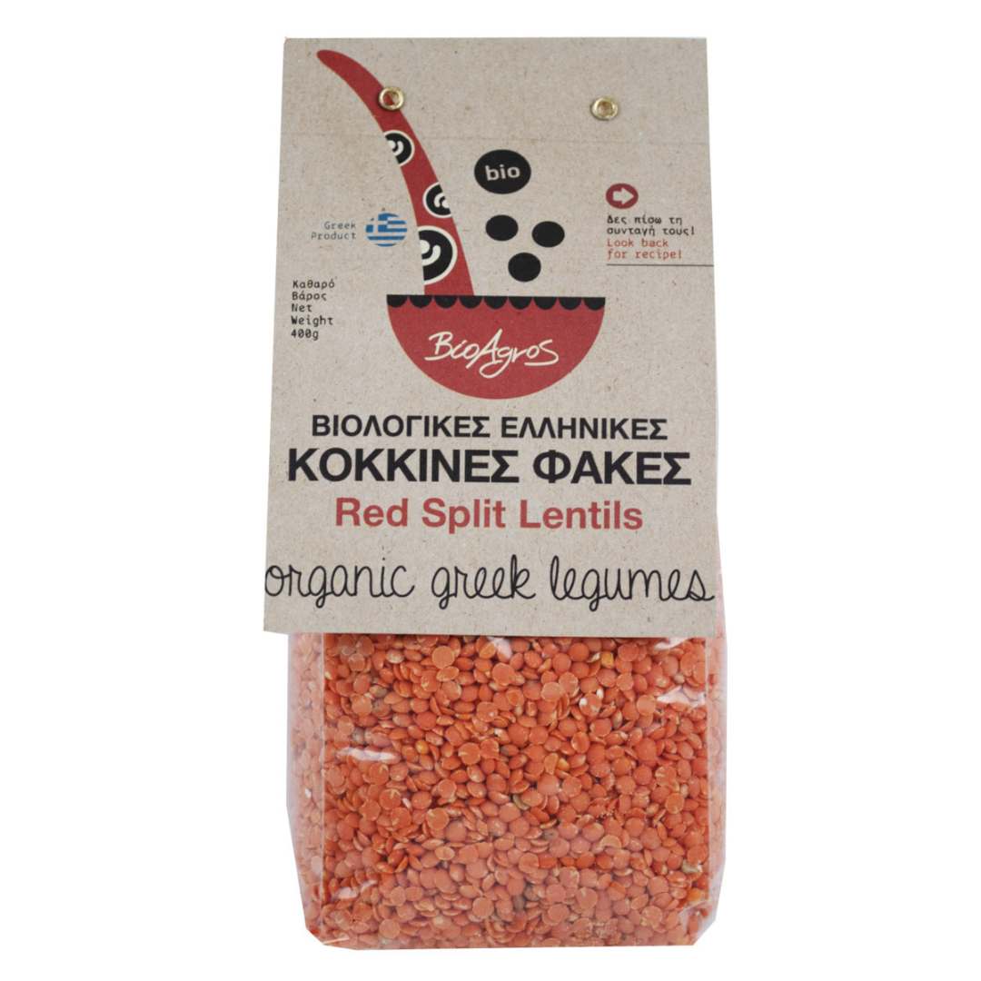 Ελληνικές Φακές Κόκκινες Βιολογικές 400g Βιοαγρός