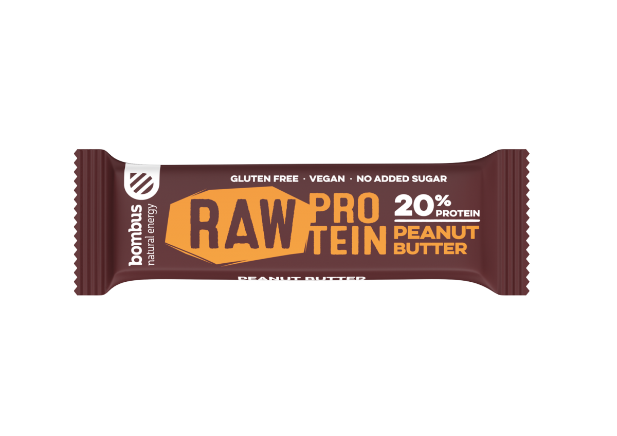 Μπάρα Πρωτεΐνης 20% Raw Με Φυστικοβούτυρο Xωρίς Zάχαρη 50g Bombus