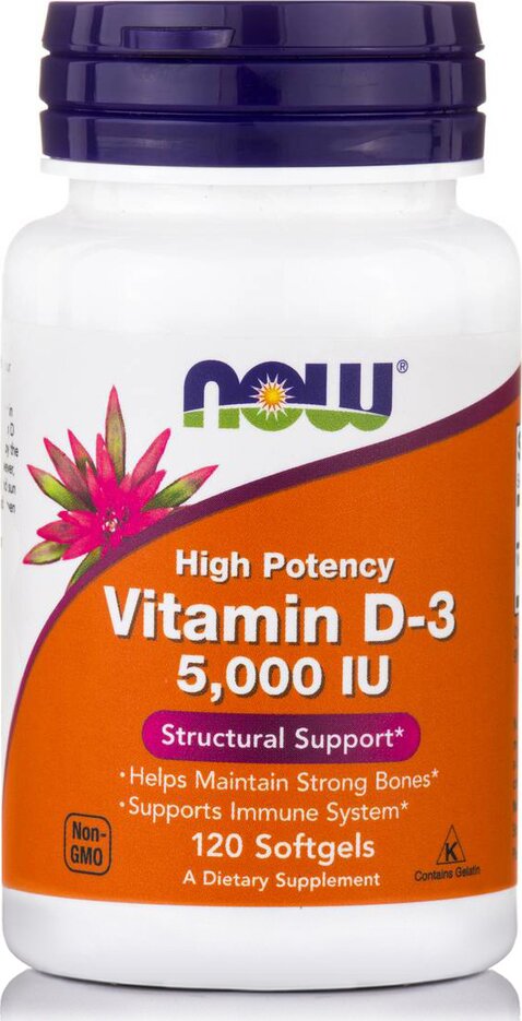 Vitamin D3 5000iu 120 Μαλακές Κάψουλες Now